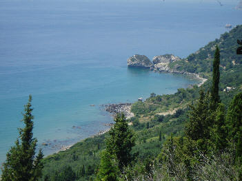 View over Agios Gordios bay